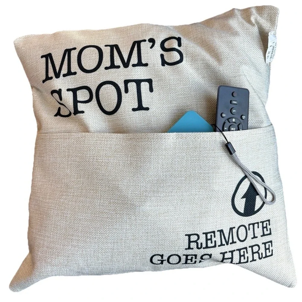 Mom & Dad Gift Novelty Remote Control Pocket Pillow Cases Pocket Zip Set 2